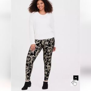 Torrid Platinum Legging - Velvet Jacquard Black & Gold Nwt Sizr 2X